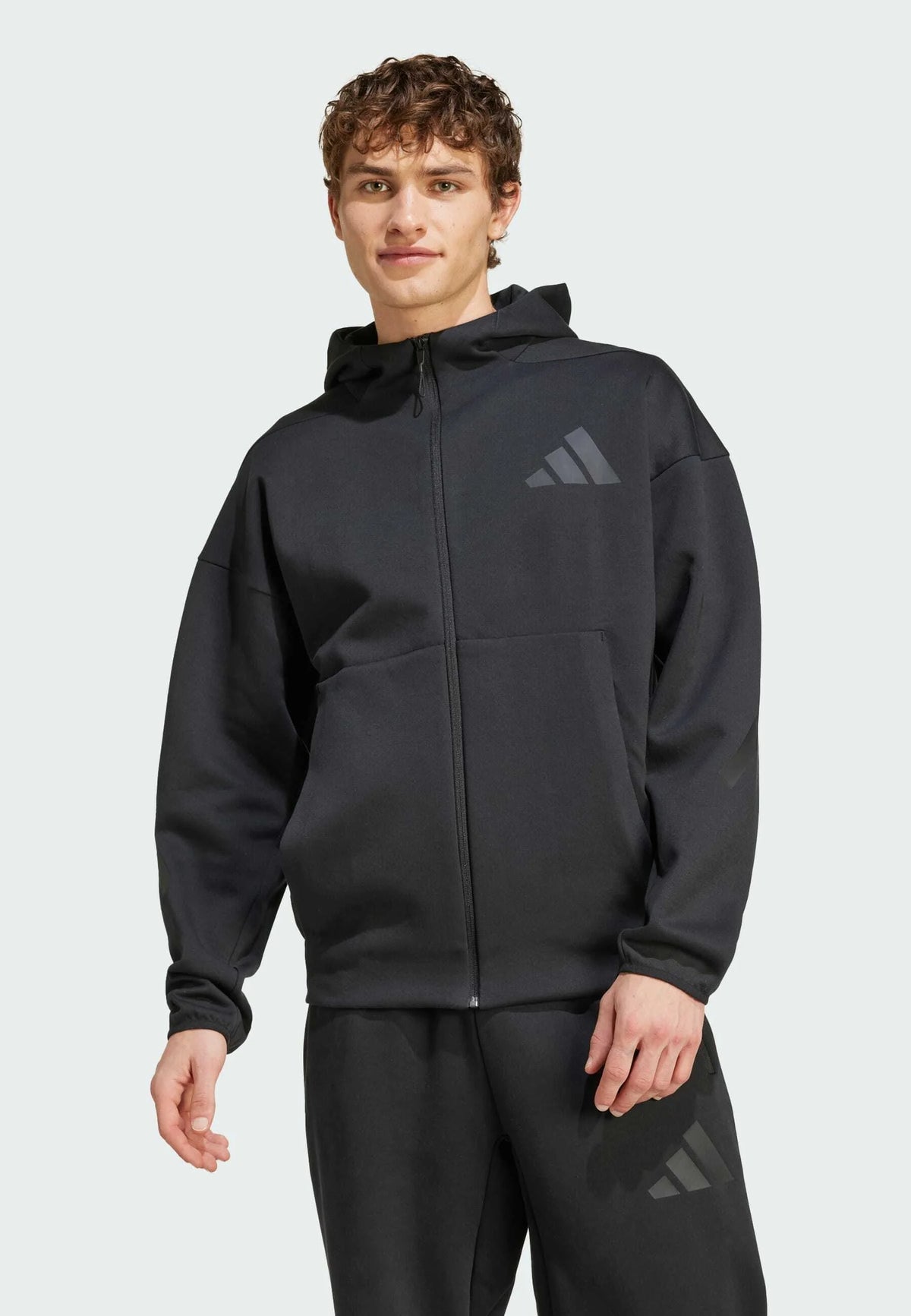 ADIDAS Tuta Completa Con Zip e Cappuccio Nero