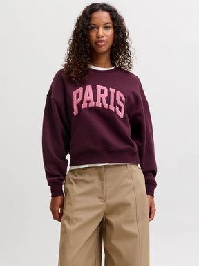 JJXX Jxtantum Terry Patch Felpa Girocollo Prugna donna AW26