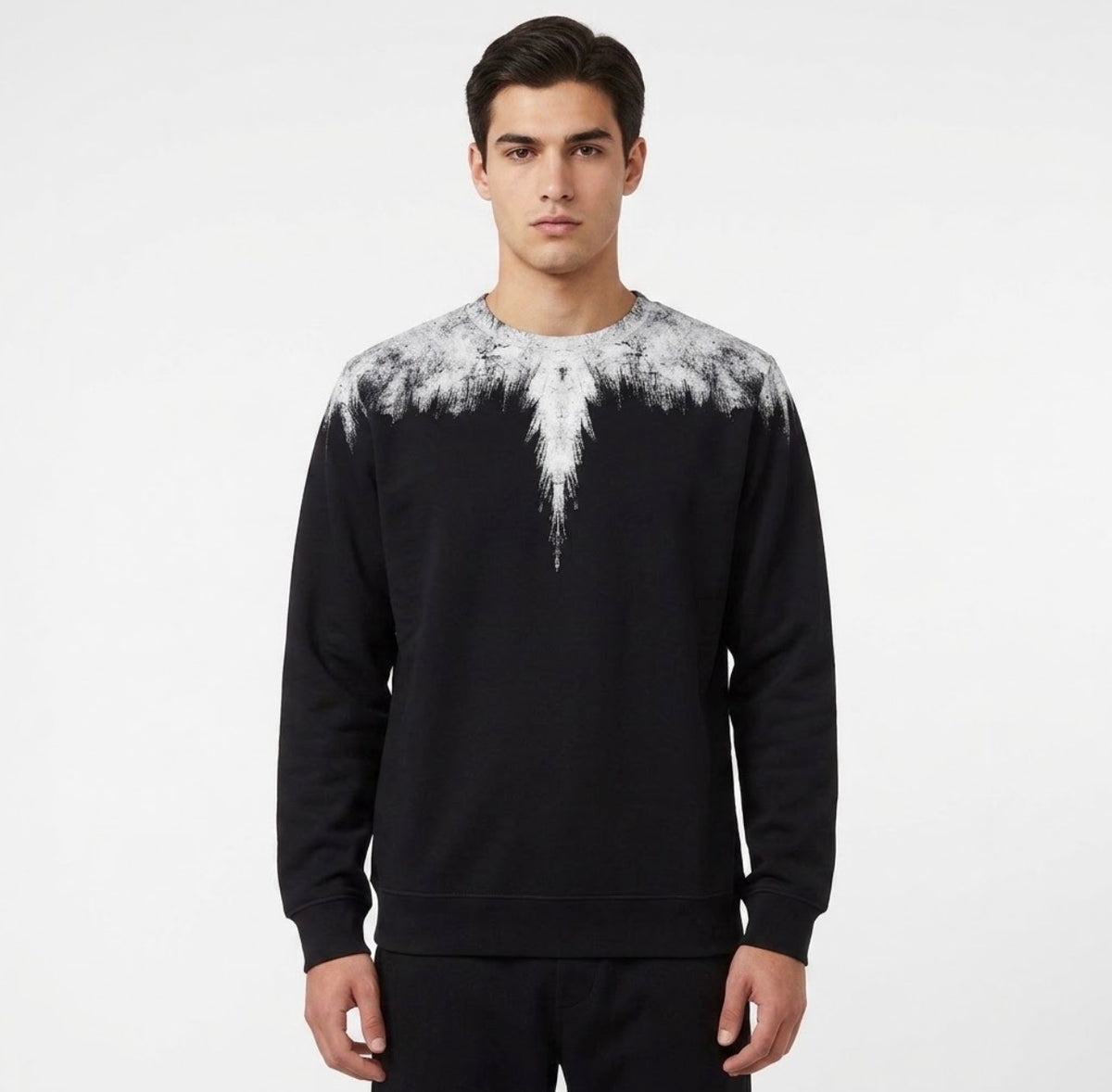 COUNTY OF MILAN Felpa Marcelo Burlon Nera Con Ali Graffito Bianche