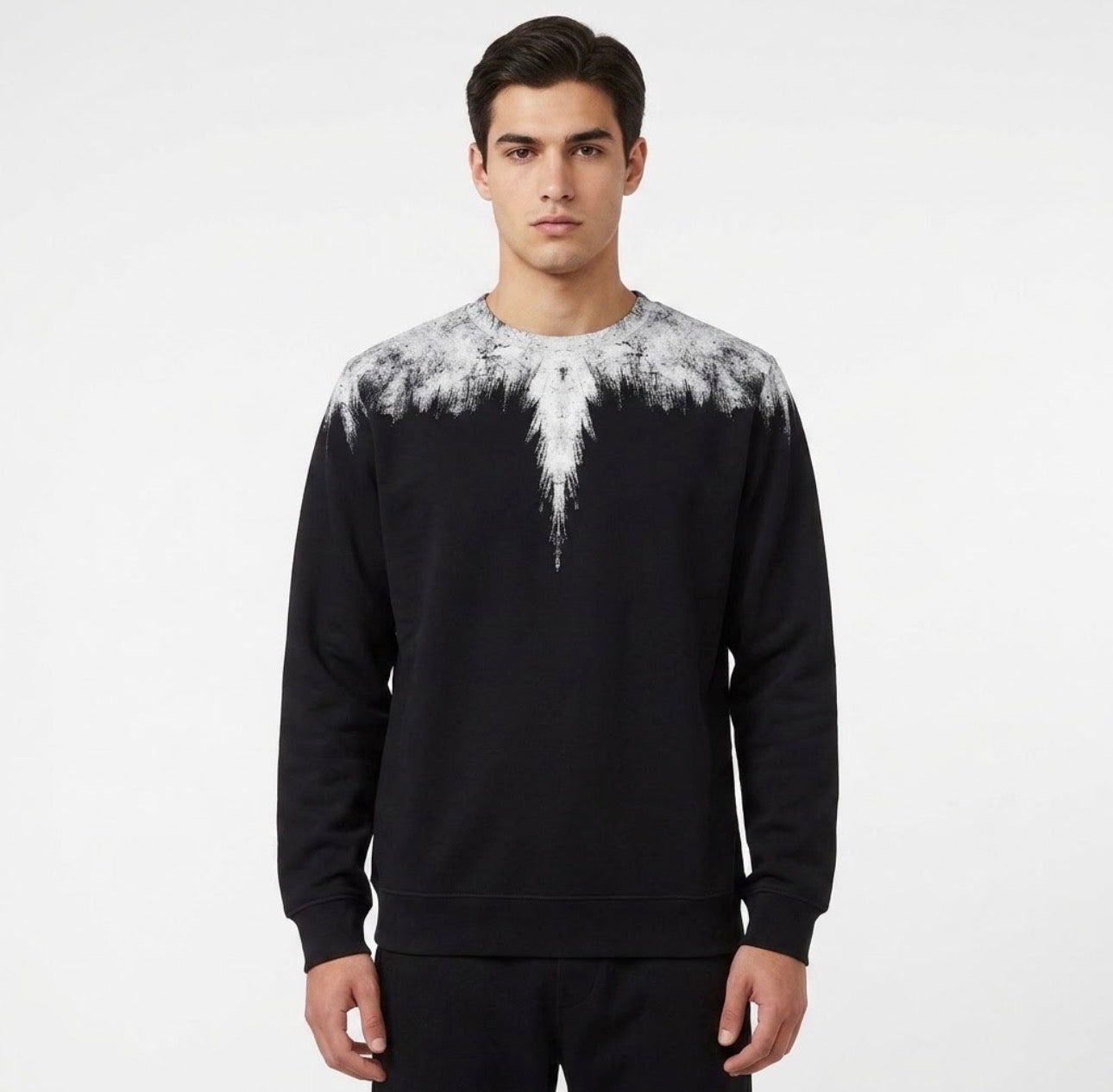 COUNTY OF MILAN Felpa Marcelo Burlon Nera Con Ali Graffito Bianche