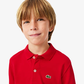 LACOSTE Polo In Cotone Piqué Bambino/Bambina Basic Rossa