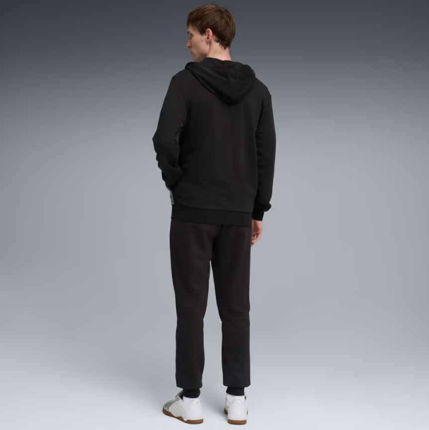 PUMA Tuta In Cotone Garzato Con Zip e Cappuccio Nera/Grigia