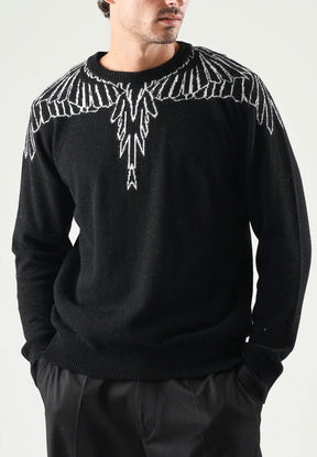 COUNTY OF MILAN Maglione Marcelo Burlon Nero Con Ali Bianche
