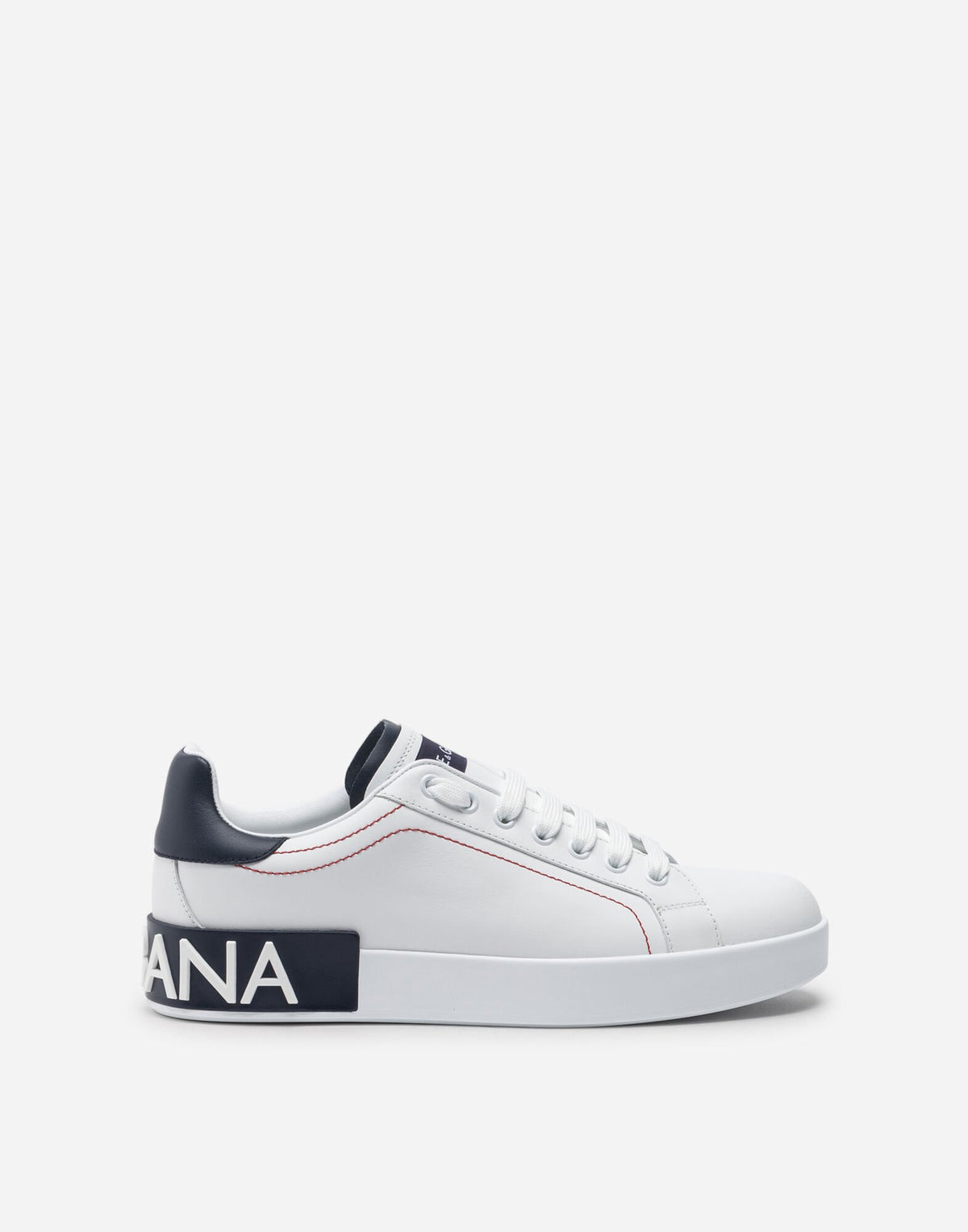 DOLCE & GABBANA Scarpa in pelle di vitello Portofino Bianca e Nera e Rossa