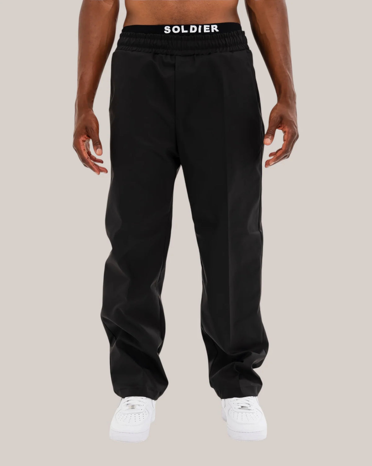 SOLDIER Pantalone Baggy Con Elastico Nero