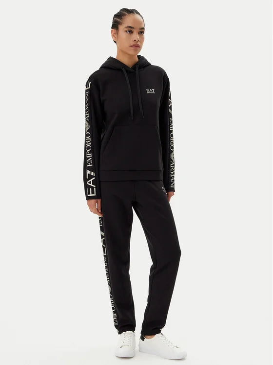 EMPORIO ARMANI Tuta Completa Con Cappuccio Donna Nero/Argento