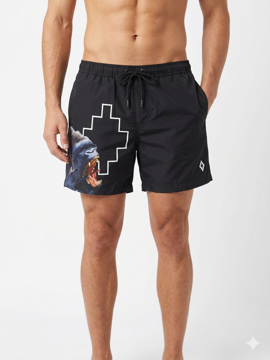 COUNTY OF MILAN Costume Bermuda Nero Stampa Scimmia