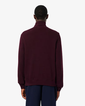 LACOSTE Felpa Interlock Collo Alto Mezza Zip Bordeux