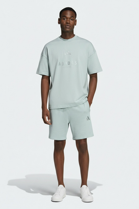 Adidas Completino Uomo Azzurro Polvere Cotone Dettagli Ricamati