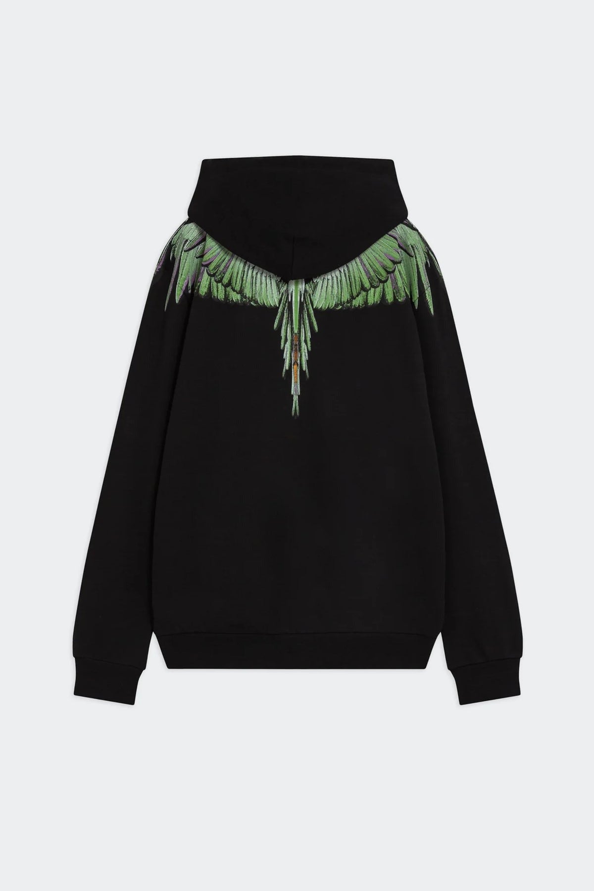 MARCELO BURLON COUNTY OF MILAN Felpa con Cappuccio nera da uomo con stampa Ali Nera/Verse