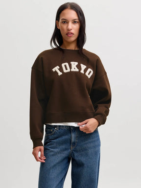 JJXX Jxtantum Terry Patch Felpa Girocollo Marrone donna AW26