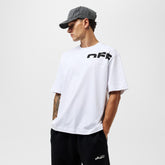 OFF-WHITE T-shirt Logo Avanti Stampa Retro Bianca e Nera