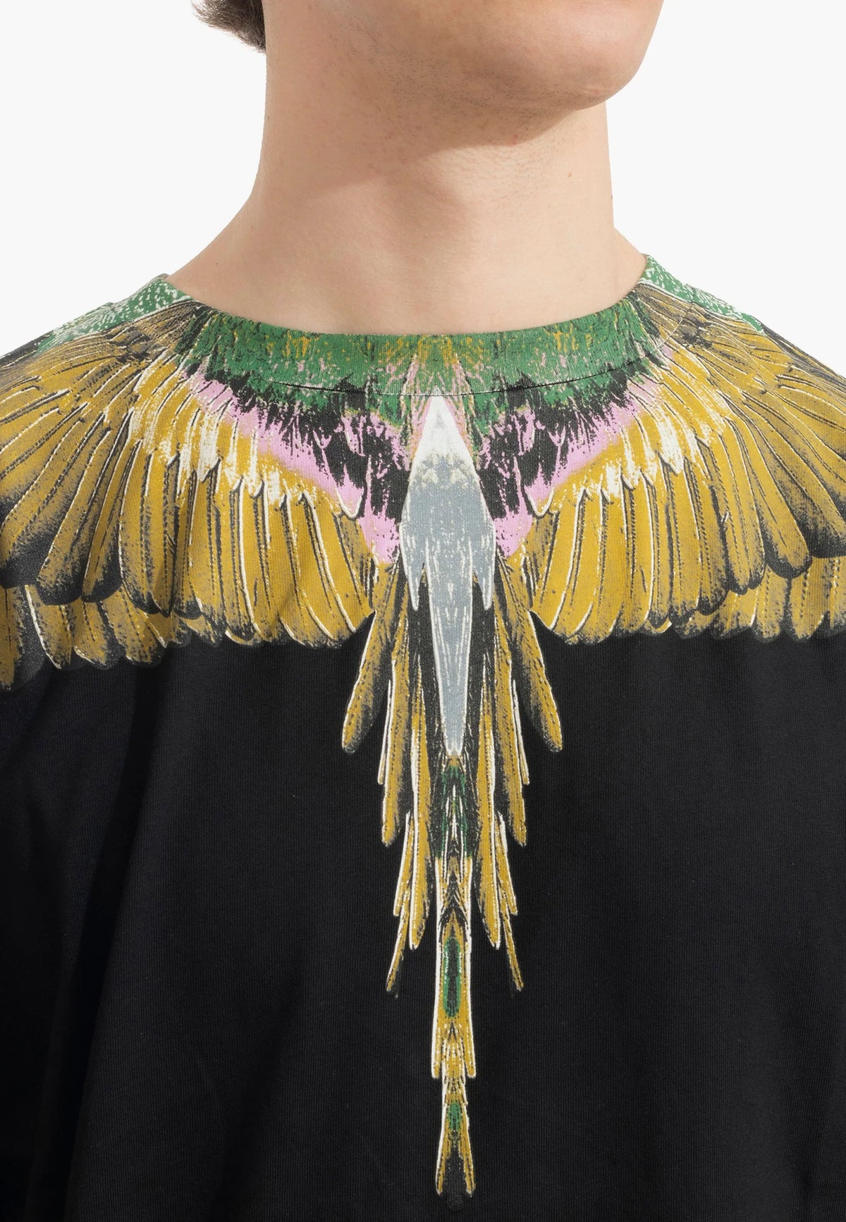 COUNTY OF MILAN T-Shirt Nera Marcelo Burlon Ali Gialle/Verdi