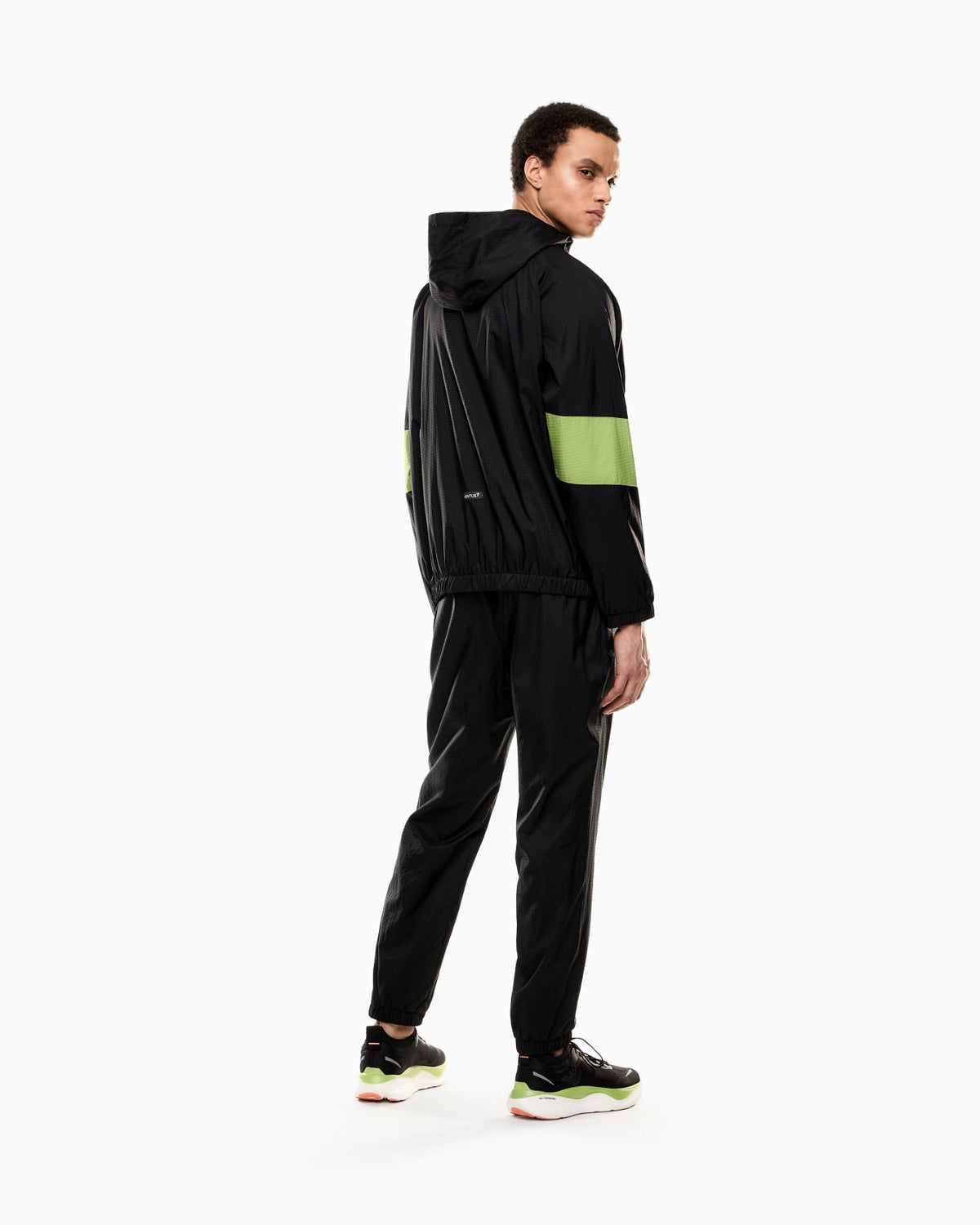 EMPORIO ARMANI Tuta Leggera In Microfibra Con Zip Doppio 7 Nera e Fluo 25/26