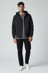 TREZ Giubbotto Invernale Liscio Pile Interno Con Cappuccio Nero