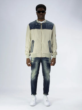 SOLDIER Jacket Con Dettagli in Jeans Beige/Denim