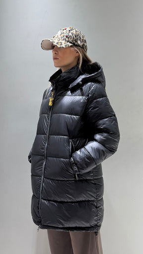 TREZ DONNA GIUBBOTTO FASCIATO LUNGO NERO