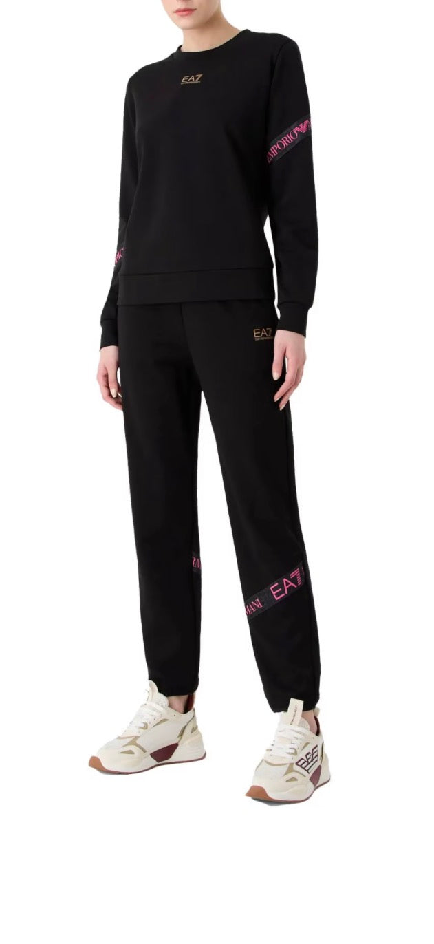 EMPORIO ARMANI  TUTA NERA/FUXIA COTONE DONNA