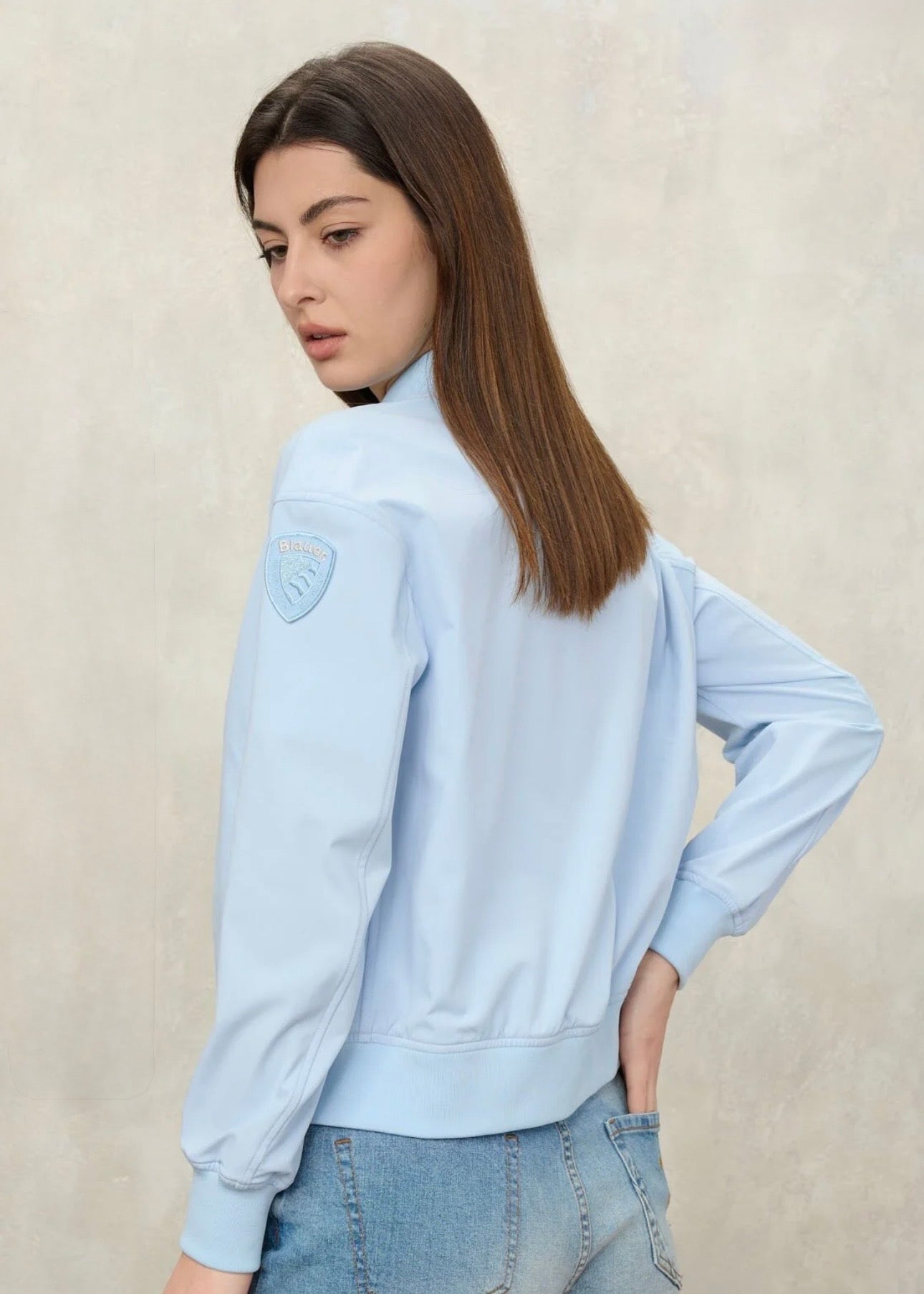 BLAUER Devine Antivento Donna In Nylon Senza Cappuccio Azzurro