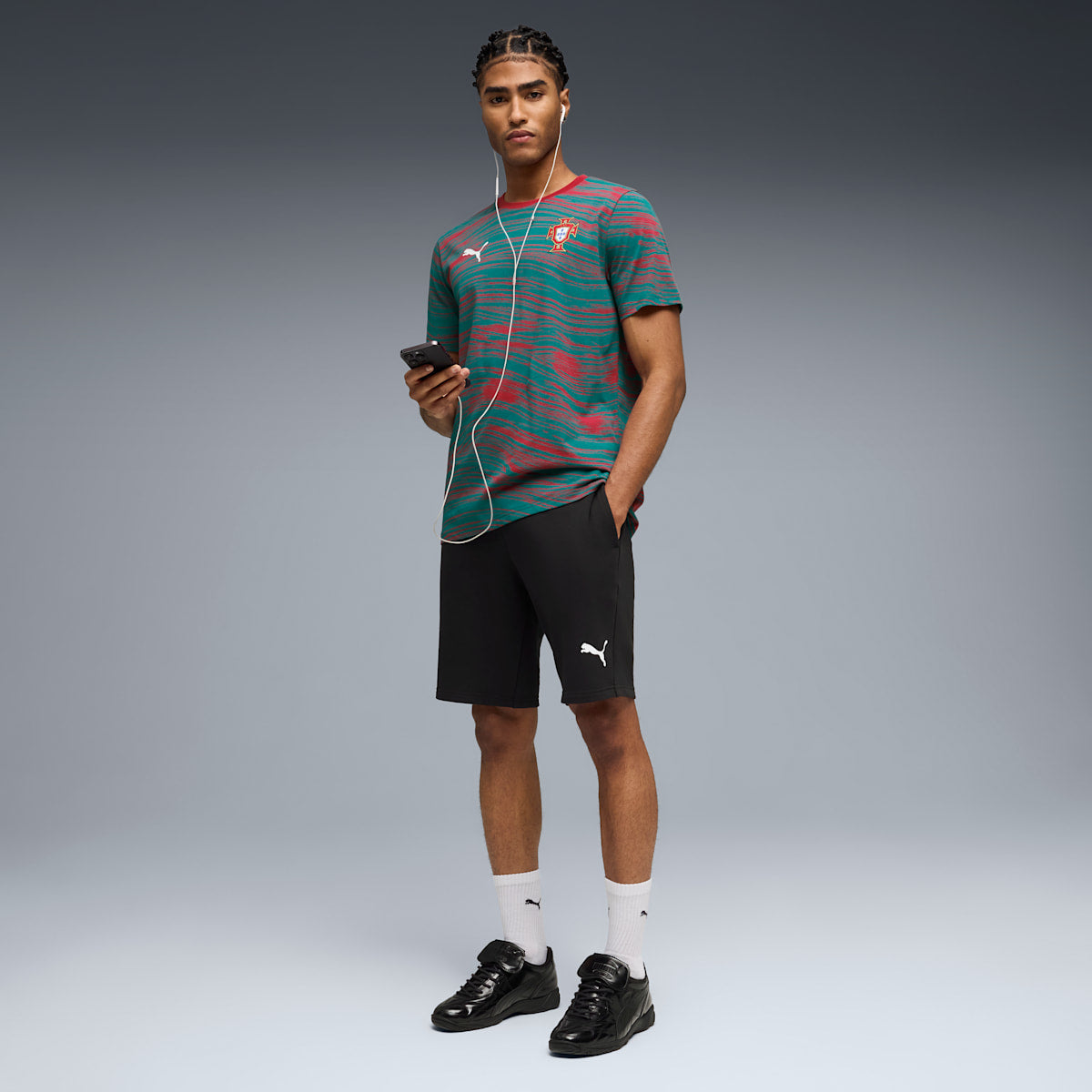 PUMA Completino Portogallo T-Shirt Fantasia Verde/Rossa Pantaloncino Nero