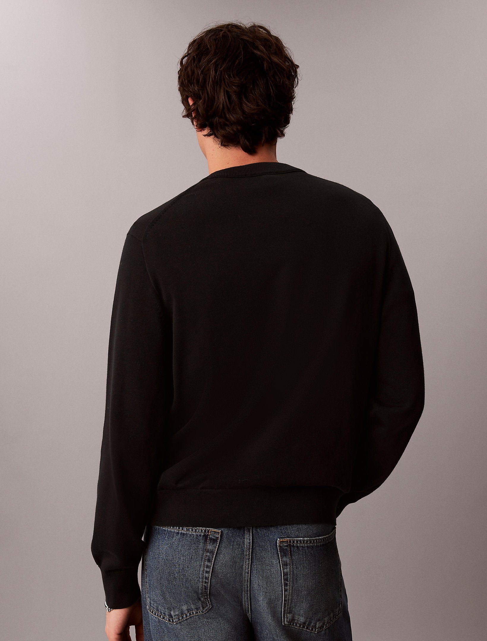 CALVIN KLEIN Maglioncino Relaxed Fit Con Logo Frontale Grande Nero