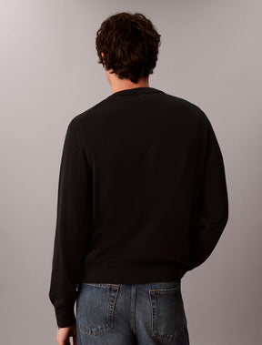 CALVIN KLEIN Maglioncino Relaxed Fit Con Logo Frontale Grande Nero