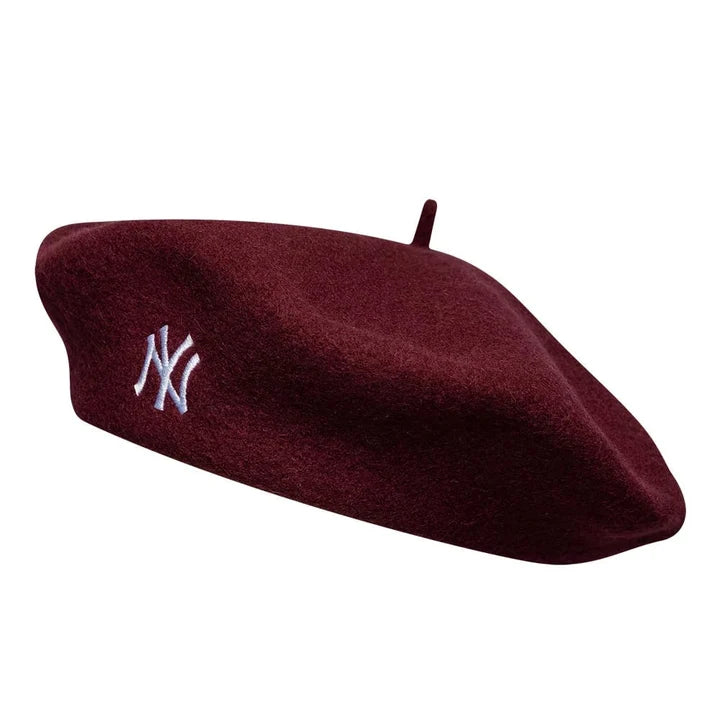 NEW ERA Cappello Basco In Lana Rosso Logo NY Bianco