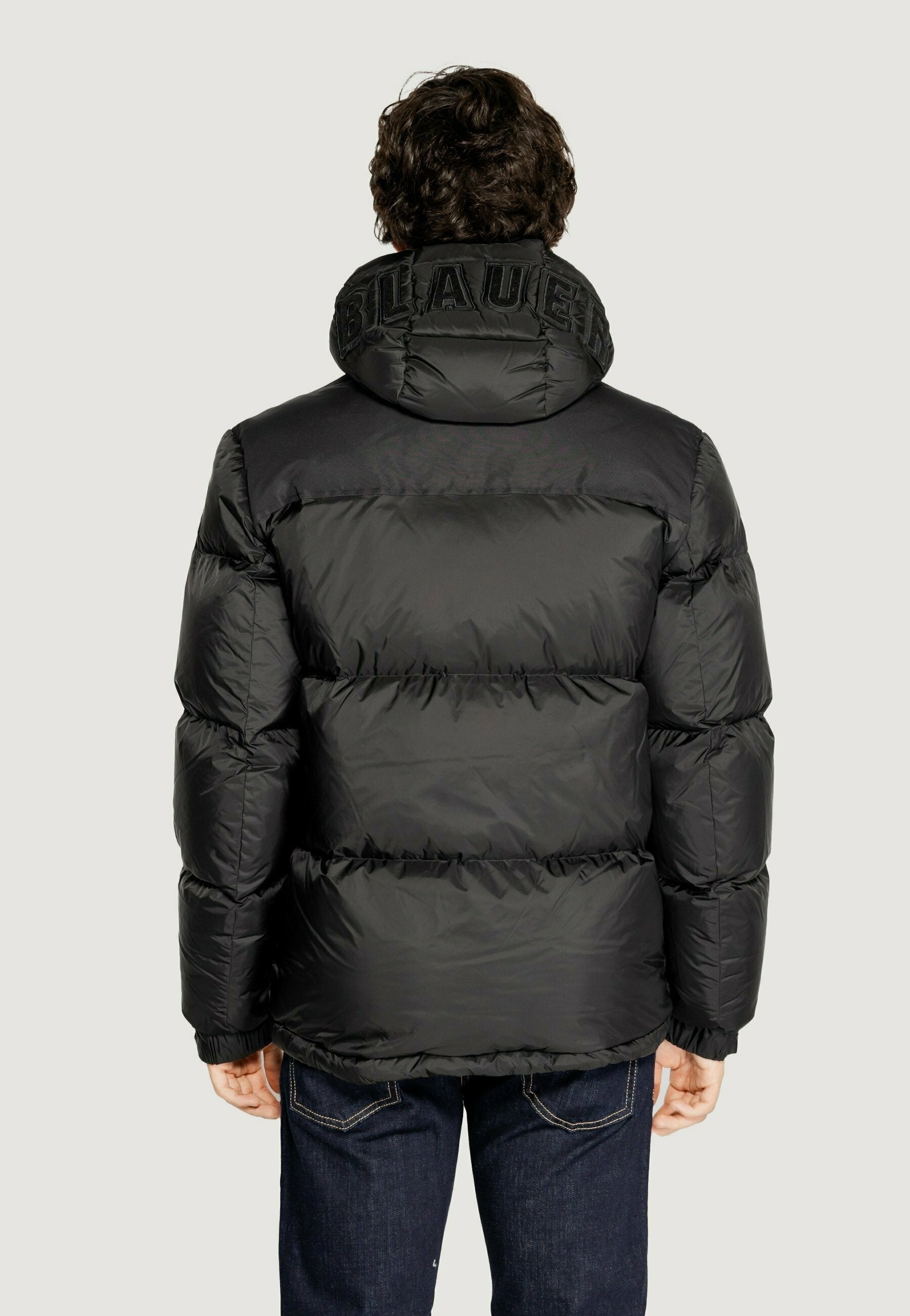 BLAUER Giubbotto Uomo Invernale Con Scritta Sul Cappuccio Nero