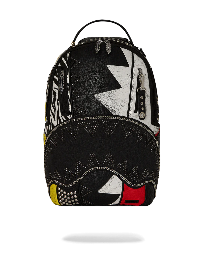 SPRAYGROUND Zaino PUNK ROCK SHARK In Pelle Nero/Multicolor