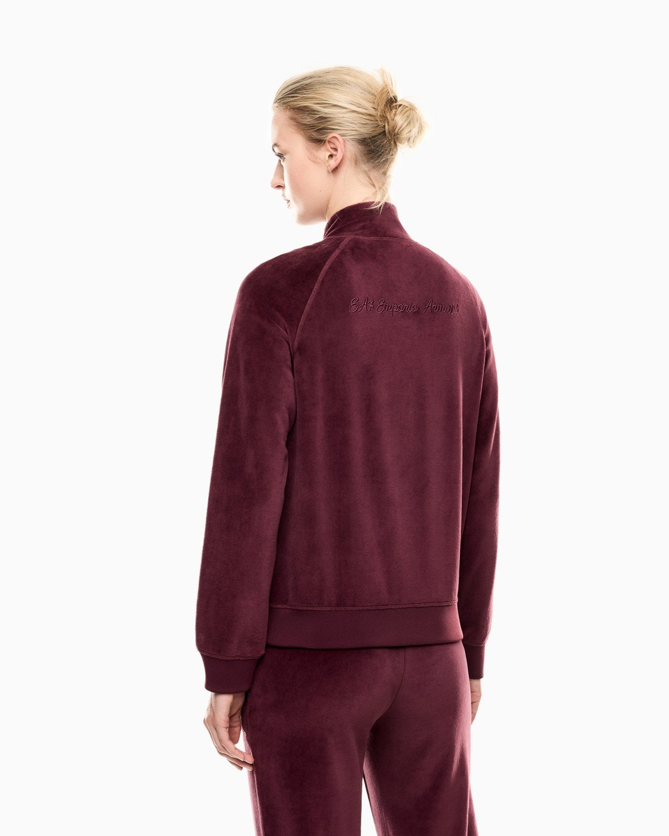 EMPORIO ARMANI DONNA TUTA ATHLETIC VELOUR IN CINIGLIA STRETCH BORDEAUX
