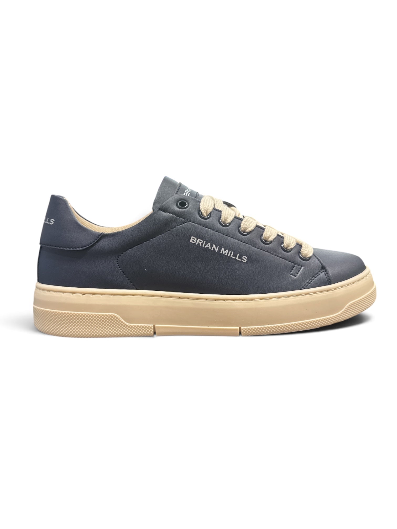 BRIAN MILLS Sneaker In Pelle Blu Suola Beige
