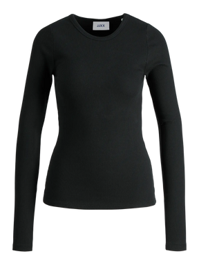 JJXX JXFREYA  MAGLIETTA A COSTINE MANICHE LUNGHE NERA DONNA