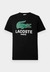 LACOSTE T-Shirt Stampa Coccodrillo Nera