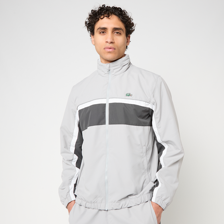 LACOSTE Tuta In Microfibra Con Zip e Bande Grigia/Nera