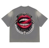 ART SUPER MONEY T-Shirt T-BAR Con Stampa e Strass Retro Iron