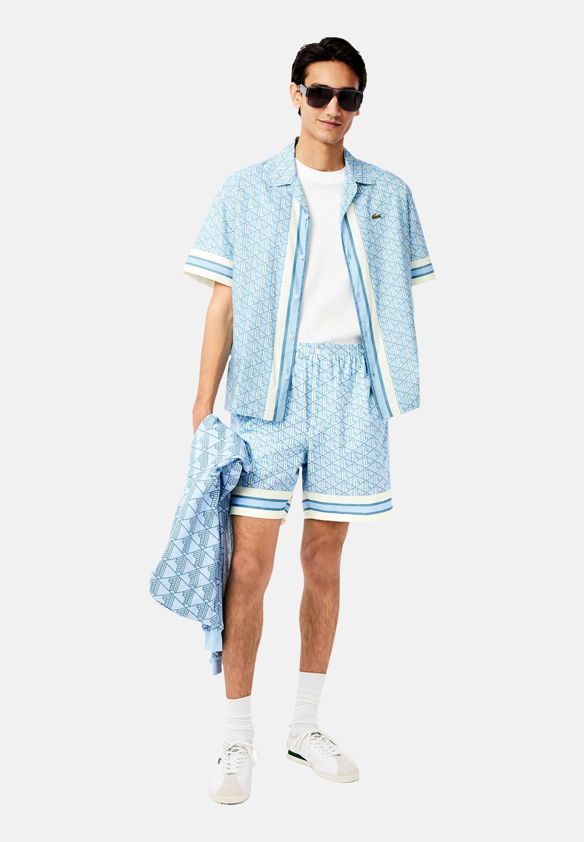LACOSTE Coordinato Monogram Camicia mezze maniche e pantaloncino Azzurro