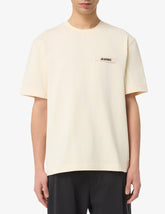 JACQUEMUS T-Shirt In Cotone Con Logo In Rilievo Beige