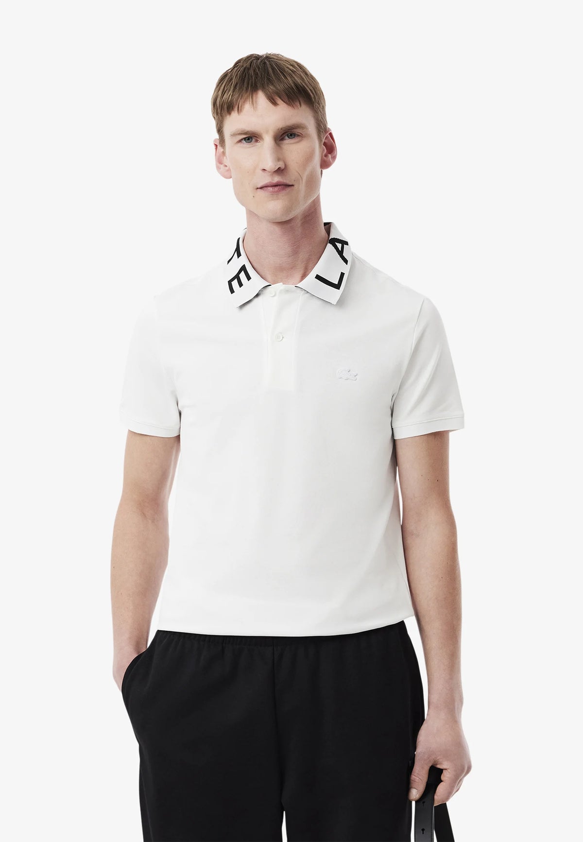 LACOSTE Polo Con Scritta Sul Collo Bianca