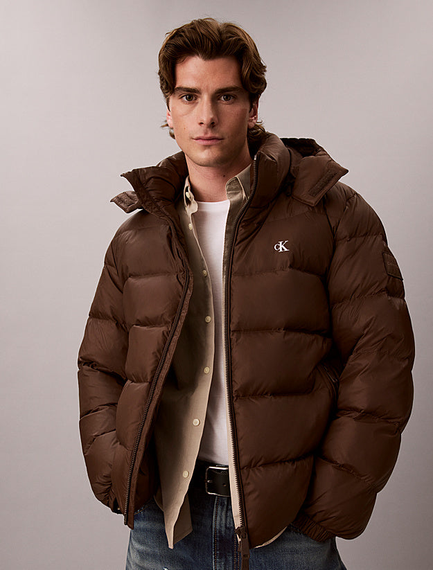 CALVIN KLEIN Piumino Con Cappuccio Rimovibile Marrone