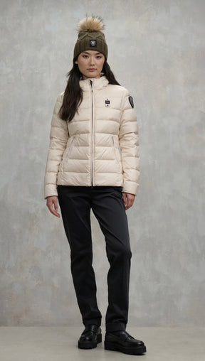 BLAUER Giubbotto Donna Piumino Invernale Fasciato Beige