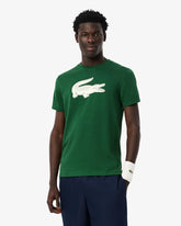 LACOSTE T-Shirt Logo Centrale Verde/Bianca