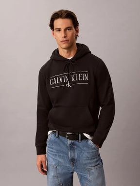 CALVIN KLEIN Felpa Con Cappuccio Misto Cotone Varsity Nera 26/27