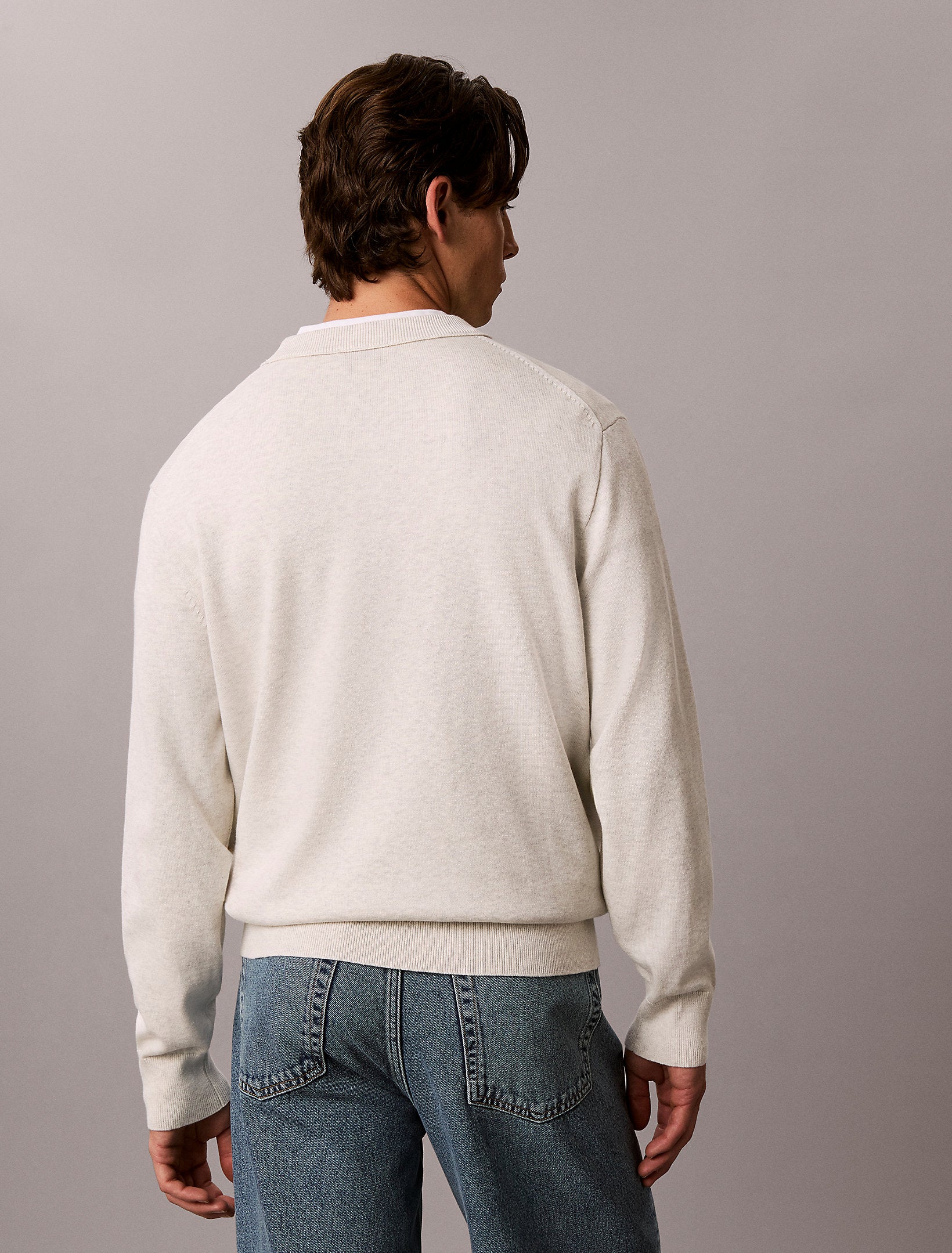 CALVIN KLEIN Maglioncino Relaxed Fit Con Logo Frontale Grande Bianco