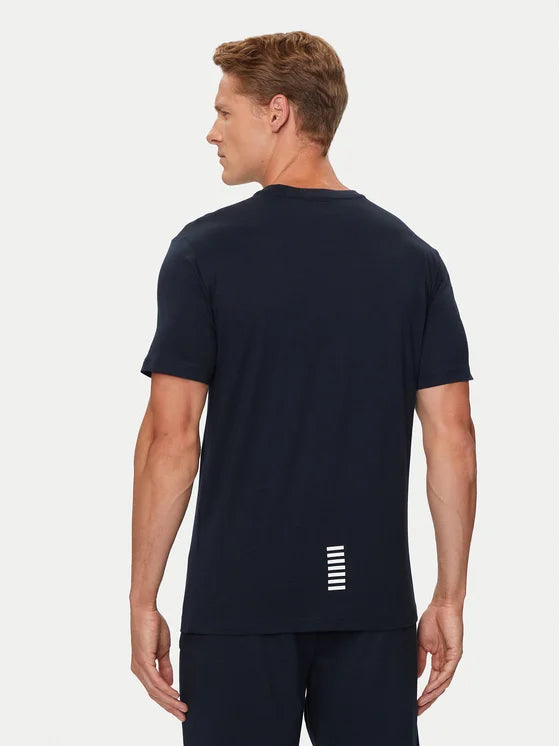 EMPORIO ARMANI T-Shirt In Cotone Blu Scuro/Bianco