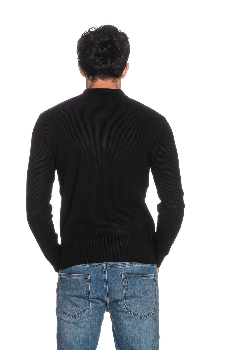GIANNI LUPO Polo A Mezza Zip Maniche Lunghe Nero