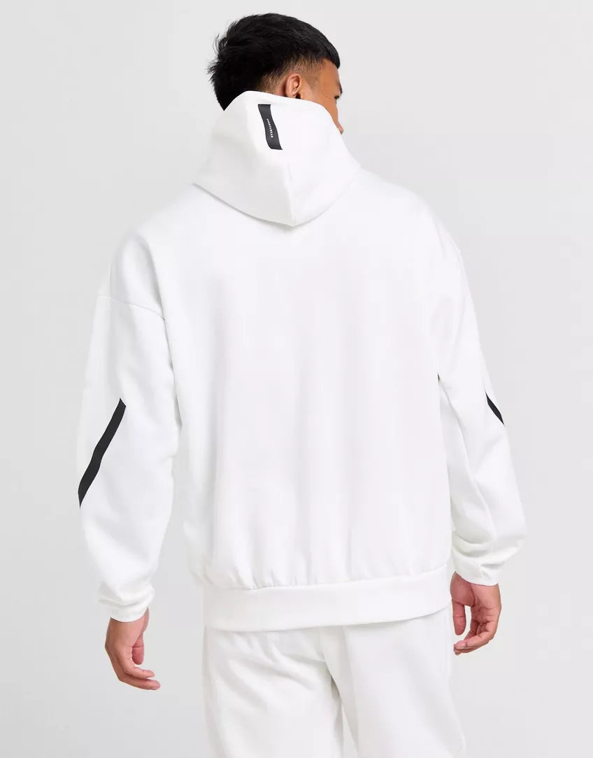 ADIDAS Tuta Completa Con Zip e Cappuccio Bianco/Nero