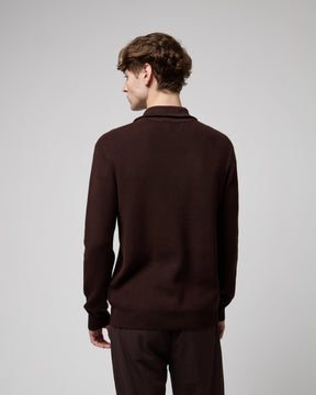 GIANNI LUPO Maglioncino Collo Alto Mezza Zip Marrone