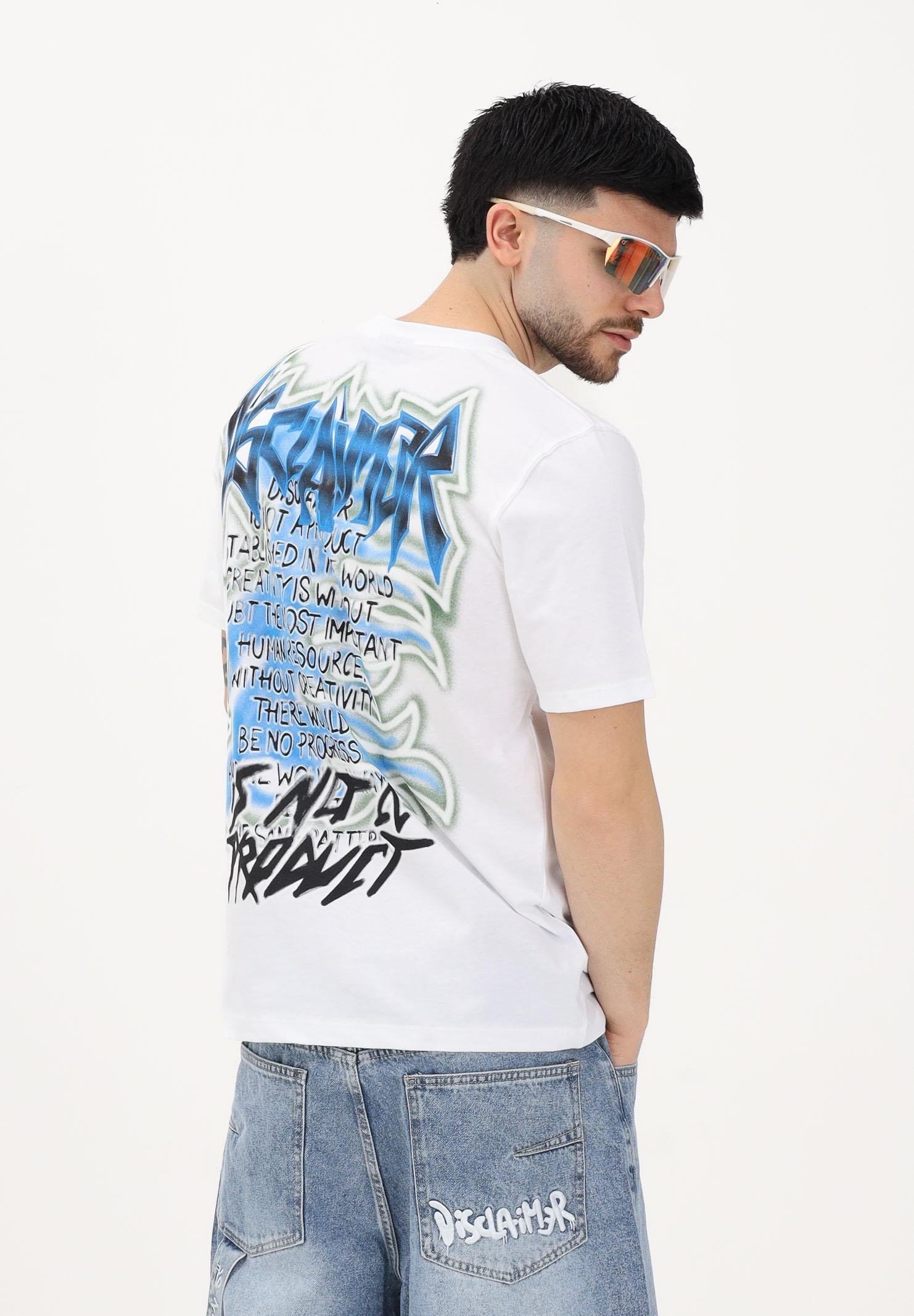 DISCLAIMER T-Shirt Basic Con Stampa Scritta Retro Bianco