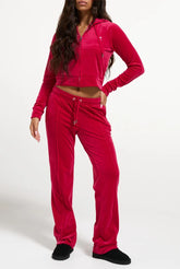 JUICY COUTURE TUTA IN VELLUTO CON LOGO JUICY IN STRASS - ROSSO LAMPONE