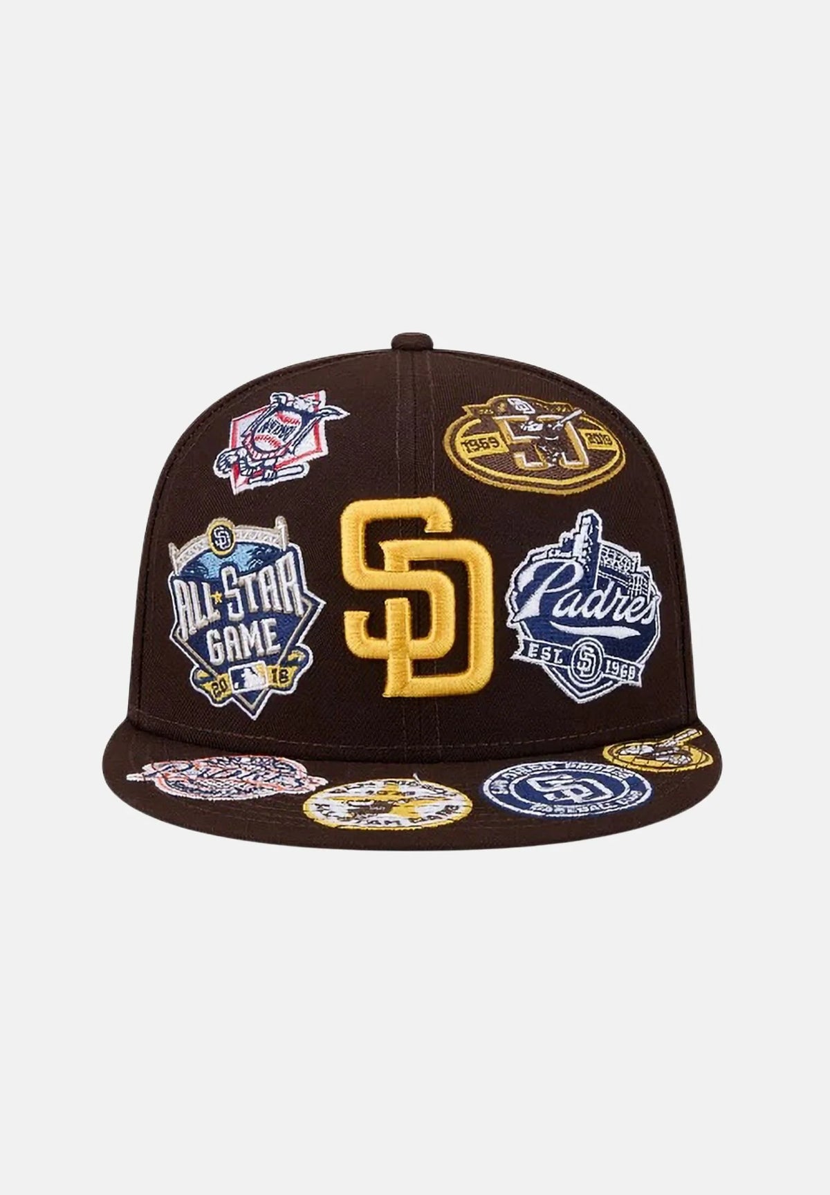 New Era NEW ERA Cappello con visiera San Diego Padres All Over 59 FIFTY Fitted marrone logo giallo - Cappello - Tommaseo Clot